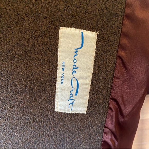 Vintage 1950s 1960s Mode Craft brown wool fur trim button front longline coat - Picture 6 of 6